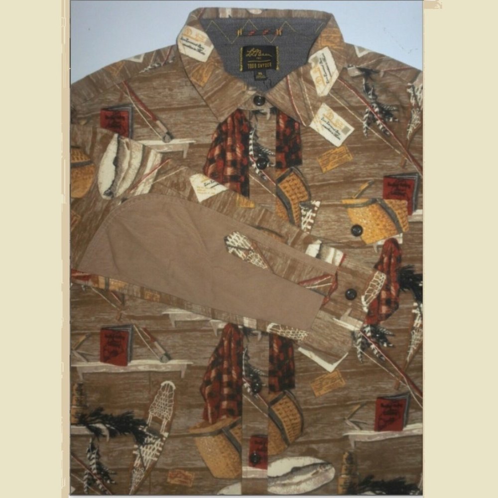 $149 NWOT Men's XL L.L. BEAN X TODD SNYDER Printed Chamois Shirt in Cabin Print